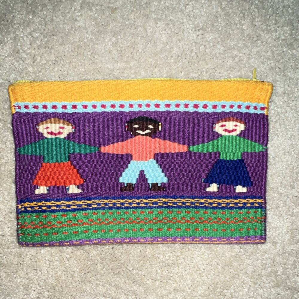 Mayan Hands Handmade Embroidered Geometric Multicolor Pouch Wallet for Women